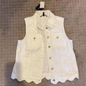NWT white jean vest
